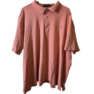 Polo Ralph Lauren Men's 4XB Big & Tall Polo Shirt Orange Brown Pony Short Sleeve